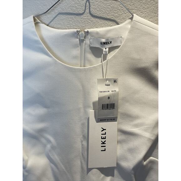 Likely , Off White Short Sleeve Body Short Dress, Size 8 , NWT - Picture 2 of 6